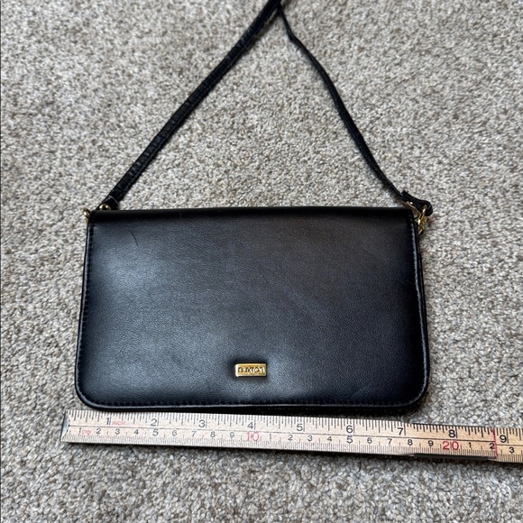 BUXTON Classic Black Leather Crossbody Purse, Wallet, With Mirror - Picture 4 of 13